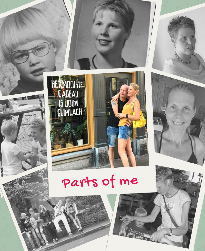 foto collage met foto's uit het leven van Marjolijn Knippels